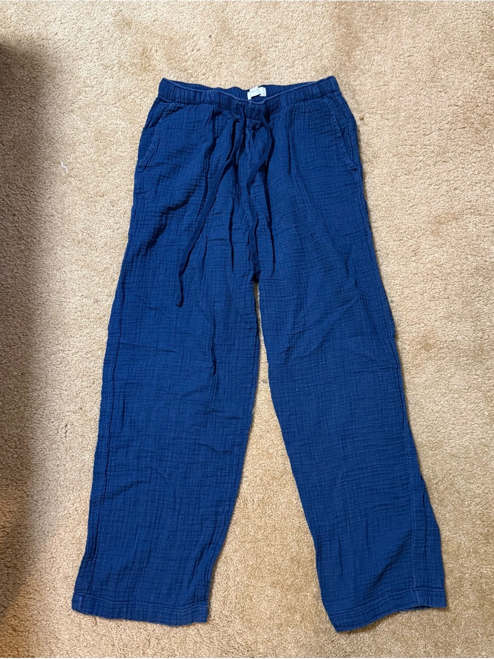 Aritzia Women's Wide-Leg Drawstring Pants in Navy Blue
